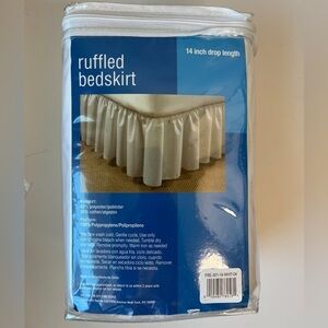 King Size White Ruffled Bedskirt
